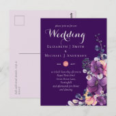 王朝のパープルジンジャー花の結婚式の招待状 ポストカード (正面/裏面)