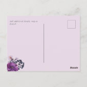 王朝のパープルジンジャー花の結婚式の招待状 ポストカード (裏面)