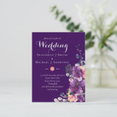 王朝パープルジンジャーフローラ結婚式の招待 ポストカード (スタンド正面)