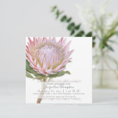 王様プロテアの花にモダン赤ん坊の女の子がシャワー 招待状 (スタンド正面)