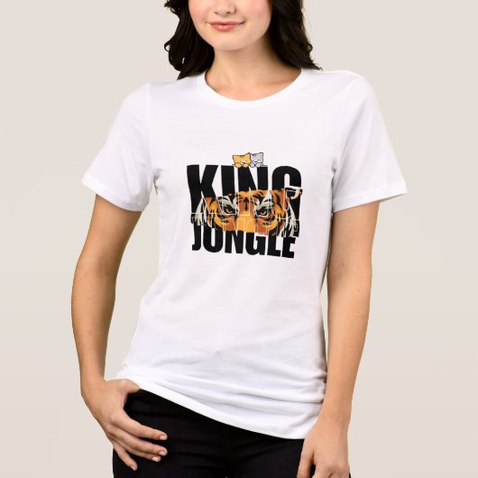 王様ライオンと猫のデザインTシャツ トライブレンドＴシャツ (正面)