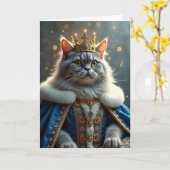 王猫の誕生日カード カード (黄色い花)