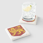 王立黄金の獅子 Heraldry 赤い盾 ストーンコースター (横)