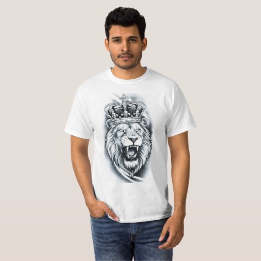 王者のライオンの強さグラフィック Tシャツ (正面フル)