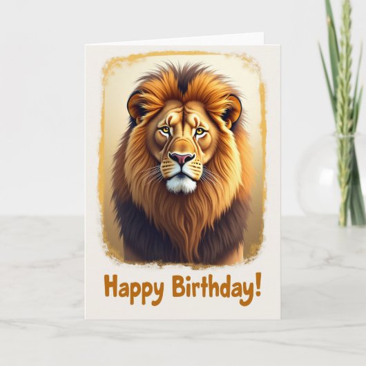王者のライオン 誕生日カード カード (正面)