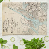 王、女王、ロングアイランドの地図 キッチンタオル (折り畳み)