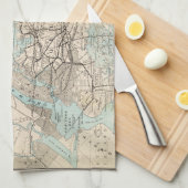 王、女王、ロングアイランドの地図 キッチンタオル (四つ折り)