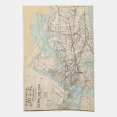 王、女王、ロングアイランドの地図 キッチンタオル (縦)