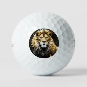 王：金ゴールド威厳のあると灰色の雄ライオン。 ゴルフボール (正面)