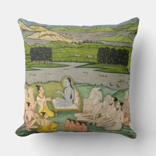 王Parikshit及びaに演説する賢明なShuku Deva クッション (正面)