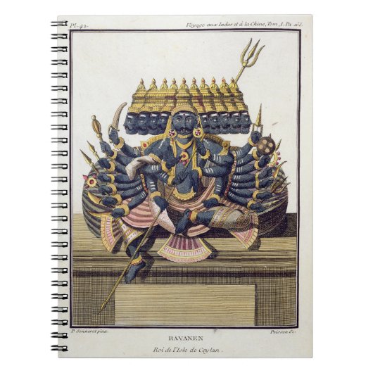 王Ravana、「旅行補助Indからのセイロン島の鬼、 ノートブック (正面)