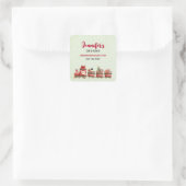 玩具業界でかわいいヴィンテージクリスマストレイン スクエアシール (バッグ)