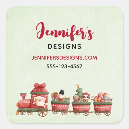 玩具業界でかわいいヴィンテージクリスマストレイン スクエアシール (正面)