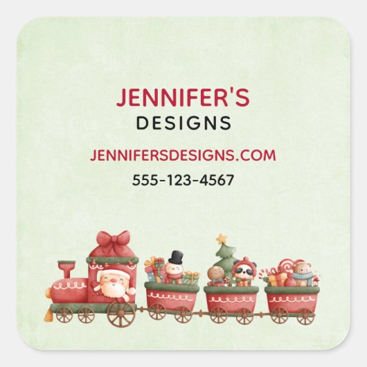 玩具業界でかわいいヴィンテージクリスマストレイン スクエアシール (正面)