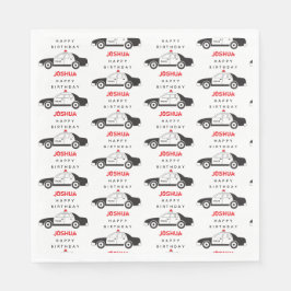 玩具警察車名前をカスタムする子供の誕生日 スタンダードランチョンナプキン