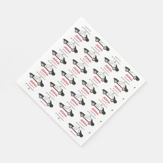 玩具警察車名前をカスタムする子供の誕生日 スタンダードランチョンナプキン (角)