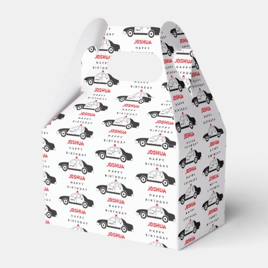 玩具警察車名前をカスタムする子供の誕生日 フェイバーボックス (正面サイド)