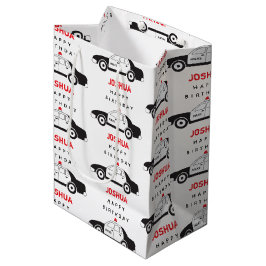 玩具警察車名前をカスタムする子供の誕生日 ミディアムペーパーバッグ