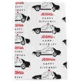 玩具警察車名前をカスタムする子供の誕生日 ミディアムペーパーバッグ (正面)