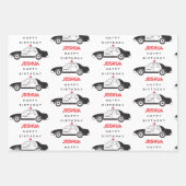 玩具警察車名前をカスタムする子供の誕生日 ラッピングペーパーシート (正面3)