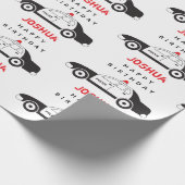 玩具警察車名前をカスタムする子供の誕生日 ラッピングペーパー (角)