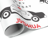 玩具警察車名前をカスタムする子供の誕生日 ラッピングペーパー (ロールコーナー)