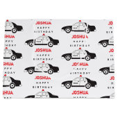 玩具警察車名前をカスタムする子供の誕生日 ラージペーパーバッグ (正面)