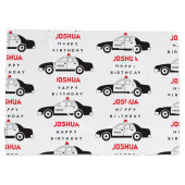 玩具警察車名前をカスタムする子供の誕生日 ラージペーパーバッグ (裏面)