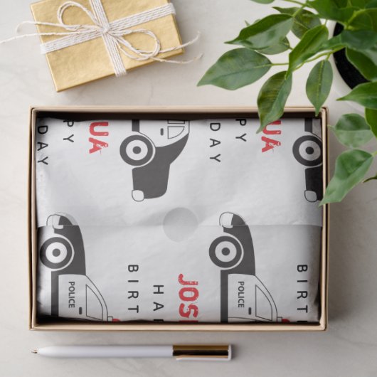 玩具警察車名前をカスタムする子供の誕生日 薄葉紙 (ギフト)