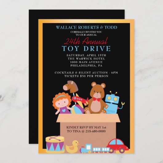 玩具駆動オークションガ企業のラ募金機 招待状 (正面/裏面)