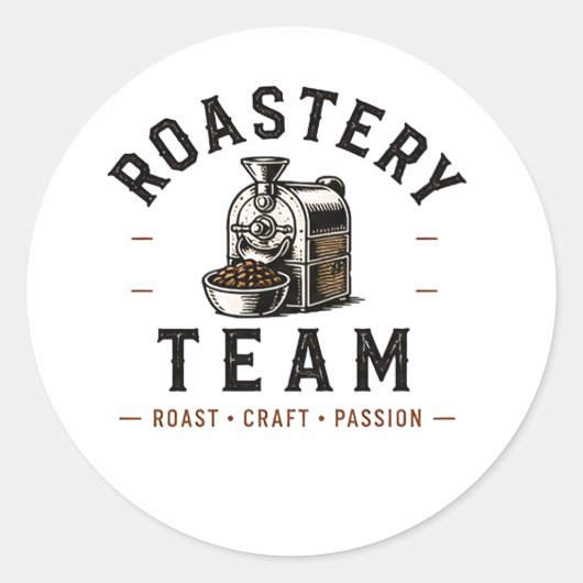☕ 珈琲焙煎チーム コーヒーロースター スタッフ ロゴ ☕ ラウンドシール (正面)