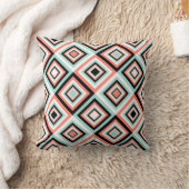 珊瑚およびミントのダイヤモンドパターン装飾用クッション クッション (ブランケット)