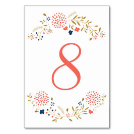 珊瑚および海軍庭のテーブル数カード テーブルナンバー