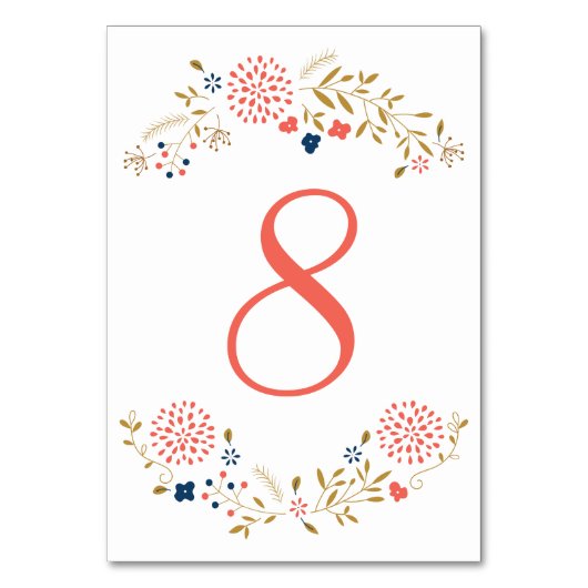 珊瑚および海軍庭のテーブル数カード テーブルナンバー (正面)