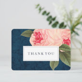 珊瑚および濃紺のぼろぼろのシックなサンキューカード サンキューカード (スタンド正面)
