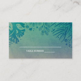 珊瑚および熱帯海の宝物ティール(緑がかった色) プレイスカード