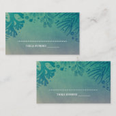 珊瑚および熱帯海の宝物ティール(緑がかった色) プレイスカード (正面/裏面)