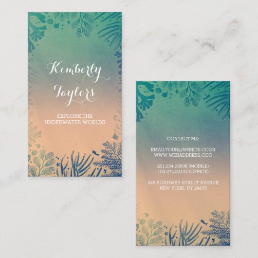 珊瑚および熱帯海の宝物リース 名刺 (正面/裏面)