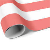 珊瑚および白のストライプ ラッピングペーパー (ロールコーナー)