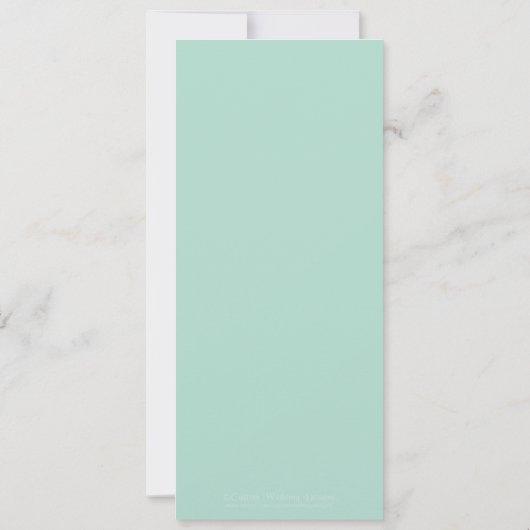 珊瑚および緑の花の長い結婚式招待状 招待状 (裏面)