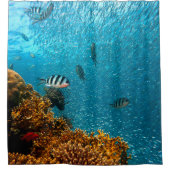 珊瑚および魚が付いている水中シャワー・カーテン シャワーカーテン (正面)