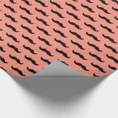 珊瑚および黒い口ひげパターン ラッピングペーパー (角)