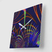 珊瑚から石灰緑色と青色に尖った曲線 スクエア壁時計 (傾斜)