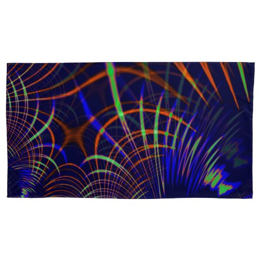 珊瑚から石灰緑色と青色に尖った曲線 枕カバー (正面左)