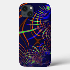 珊瑚から石灰緑色と青色に尖った曲線 iPhone 13ケース