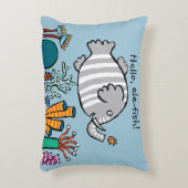 珊瑚とのかわいい象の魚場面 アクセントクッション (正面(垂直))