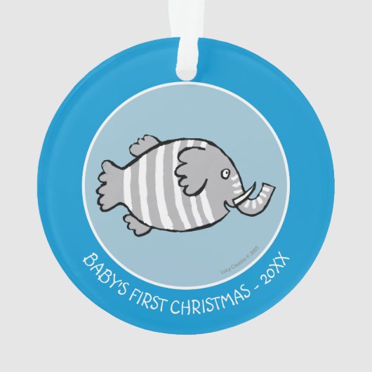 珊瑚とのかわいい象の魚場面 オーナメント (裏面)