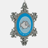 珊瑚とのかわいい象の魚場面 スノーフレークピューターオーナメント (左)