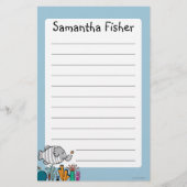 珊瑚とのかわいい象の魚場面 便箋 (正面)