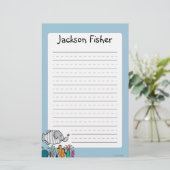 珊瑚とのかわいい象の魚場面 便箋 (スタンド正面)